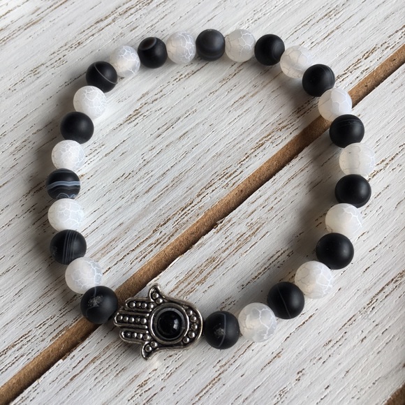 Handmade Jewelry - Quartz Gemstone Hamsa Bracelet
